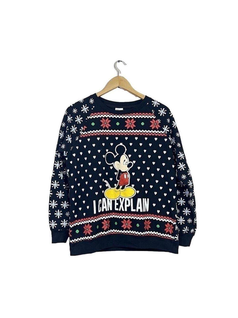 Disney Mickey Mouse I CAN EXPLAIN Long Sleeve Sweater Juniors Large (11-13)